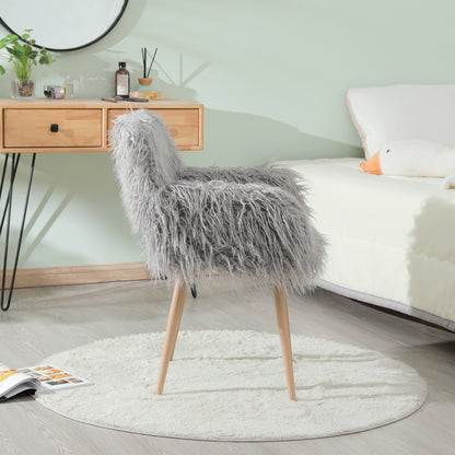 Grey Velvet Dining Chair with Metal Legs