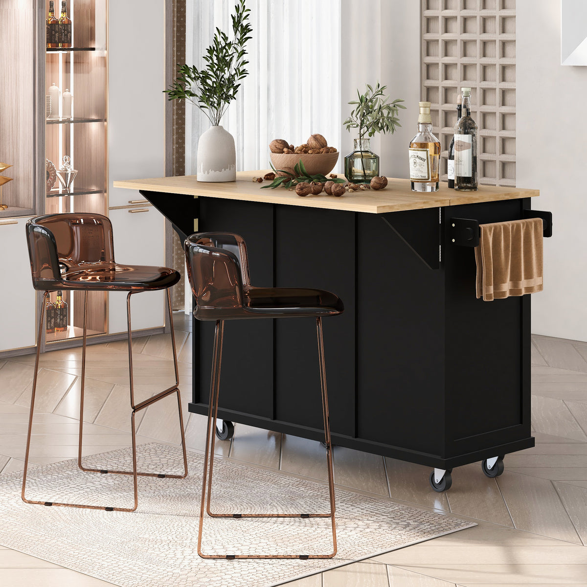 Kitchen Island Cart Black