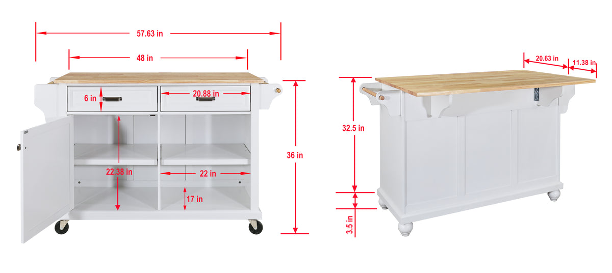 Cambridge Natural Wood Kitchen Island