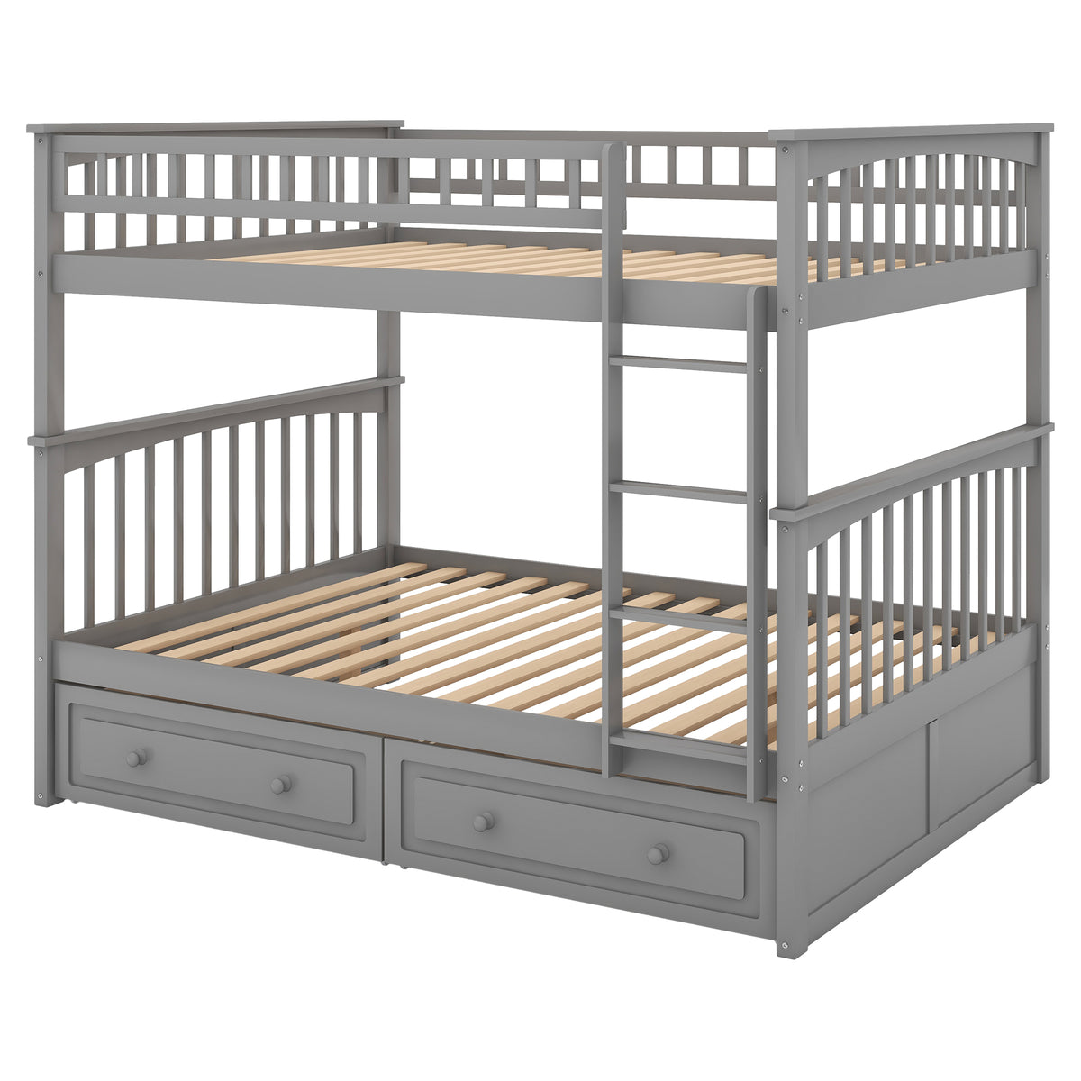 Convertible Full Bunk Bed with Drawers Gray