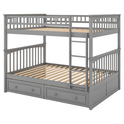 Convertible Full Bunk Bed with Drawers Gray