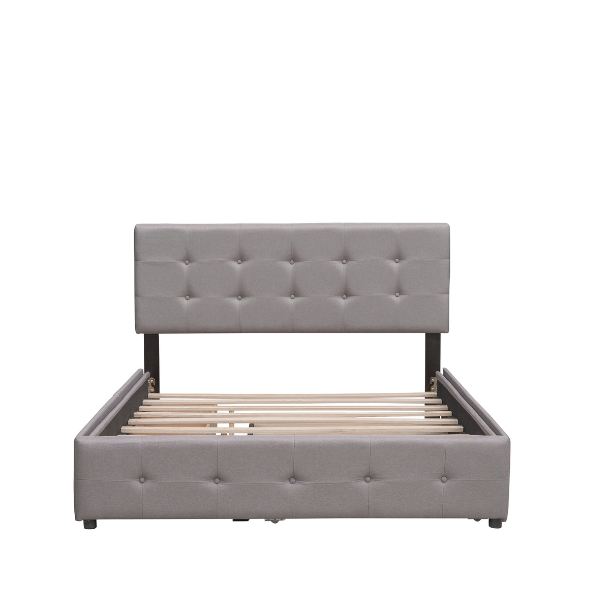 Upholstered Platform Bed Queen Light Gray