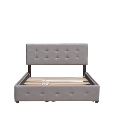 Upholstered Platform Bed Queen Light Gray