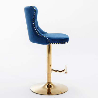 Modern Bar Stools Set of 2 Blue White