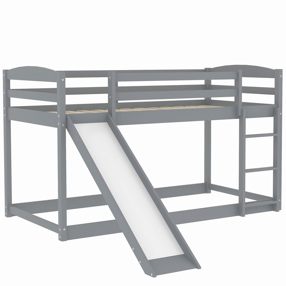Twin Over Twin Bunk Bed with Slide Gray