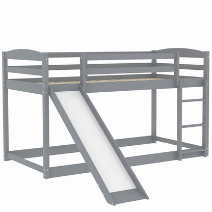 Twin Over Twin Bunk Bed with Slide Gray