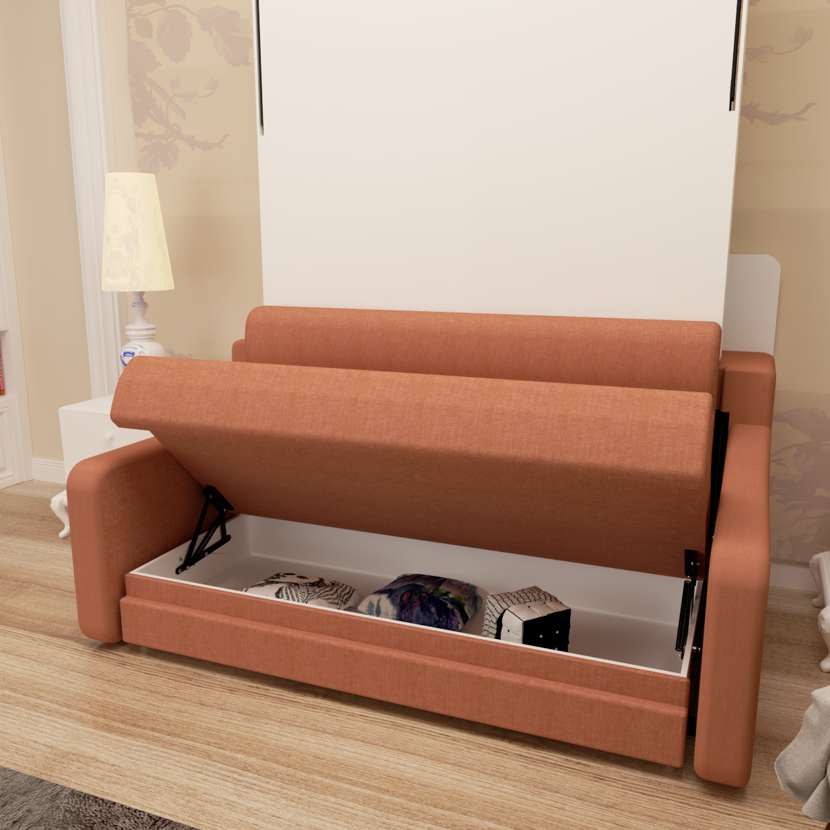 Full Sofa Bed with Drawers White