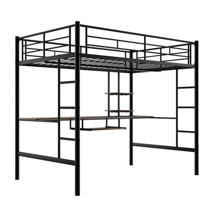 Loft Bed with Desk and Shelf Black