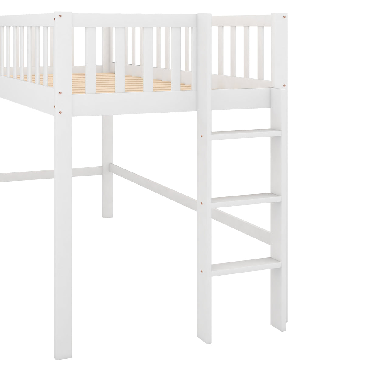 Twin Loft Bed with Ladder and Slide White