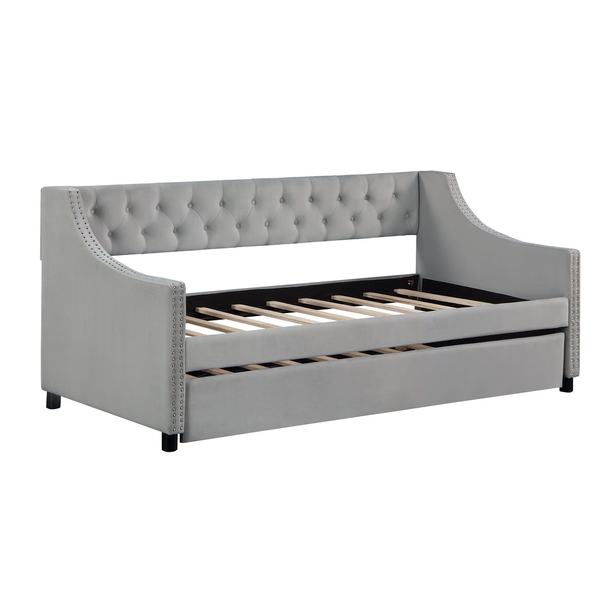 Tufted Twin Daybed with Trundle Beige