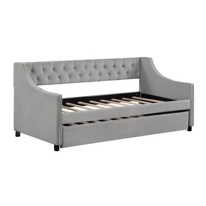 Tufted Twin Daybed with Trundle Beige