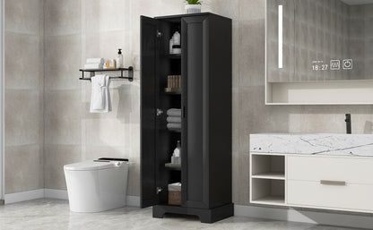 Black Storage Cabinet with Adjustable Shelf MDF Board