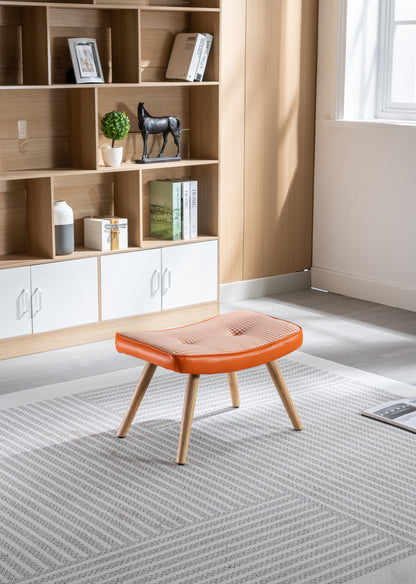 Wooden Step Ottoman with Cushion Orange
