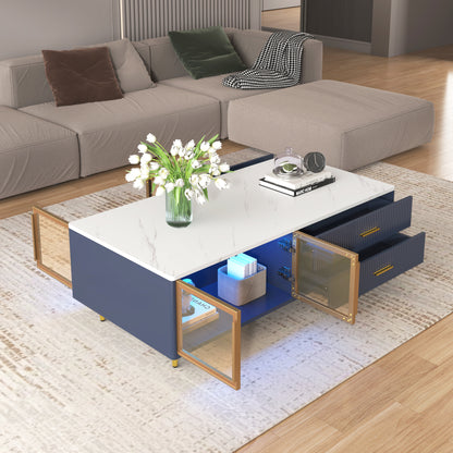 Navy Coffee Table Gold Legs