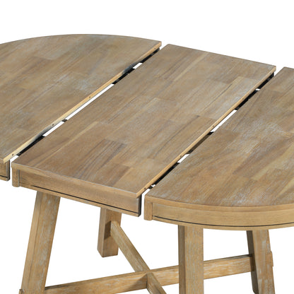 5-Piece Dining Set with Round Table Wood Wash
