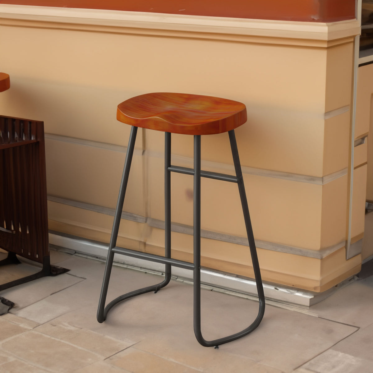 Minimalist Counter Bar Stools Set of 2 Brown