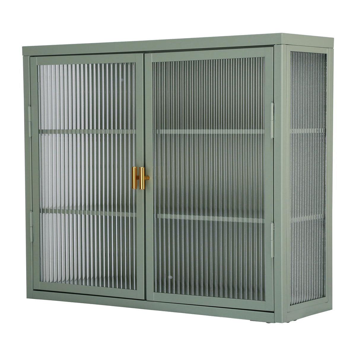 Retro Double Glass Wall Cabinet with Detachable Shelves Brown