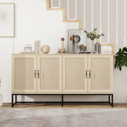 Rattan 4-Door Sideboard Natural