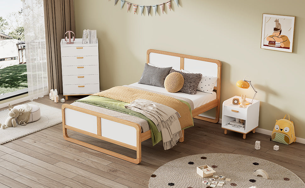 Queen Platform Bed Walnut White