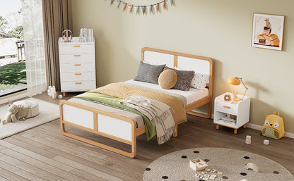 Queen Platform Bed Walnut White