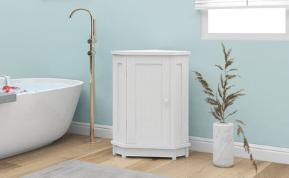 White Corner Bathroom Storage Cabinet Adjustable Shelves