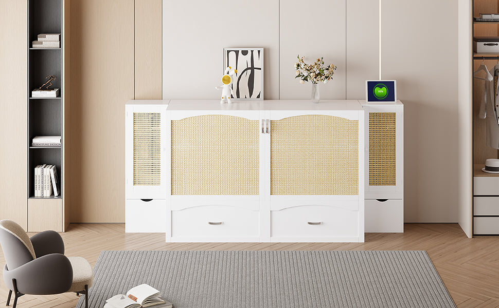 Murphy Wall Bed with Drawers White Finish