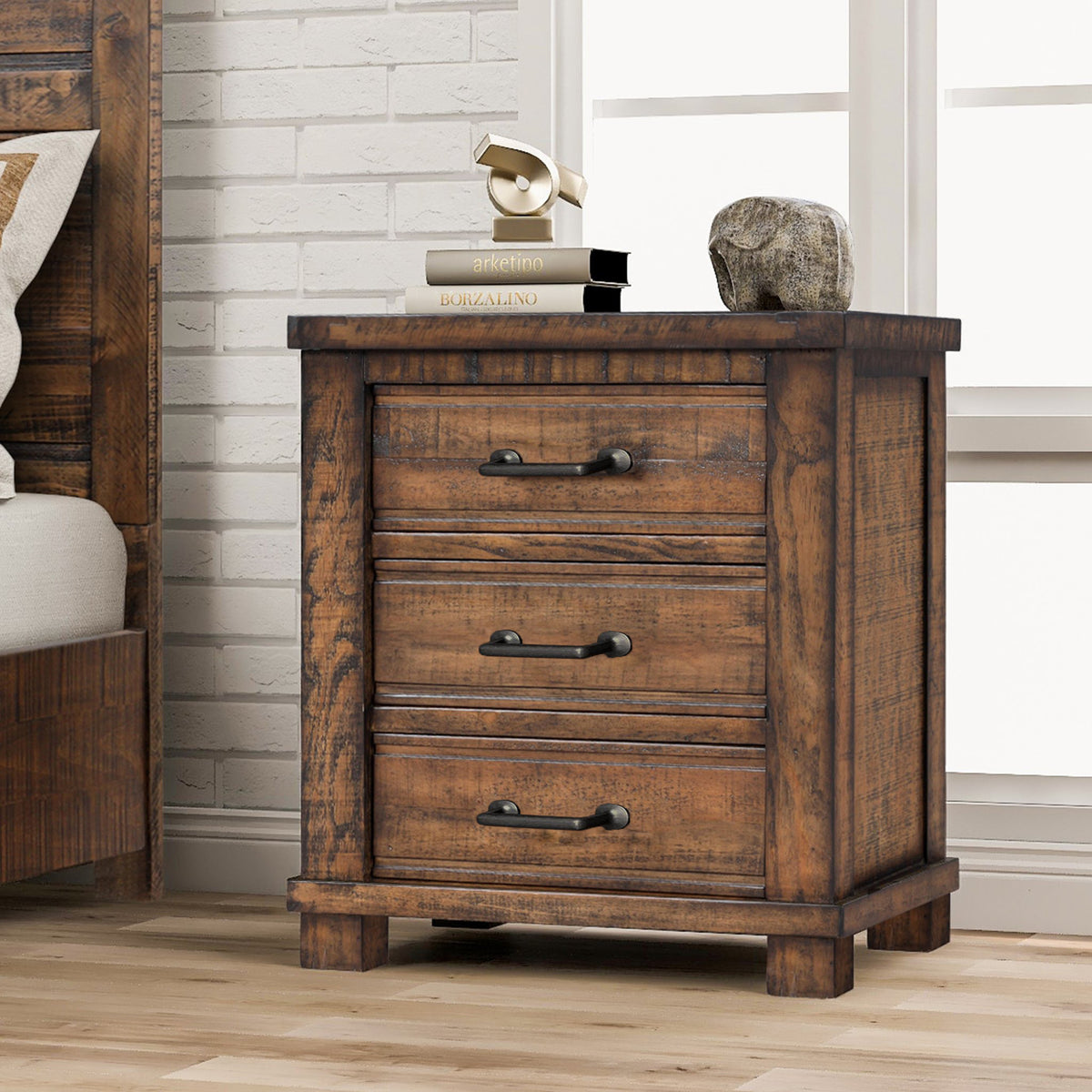 Reclaimed Wood Nightstand – Rustic Finish