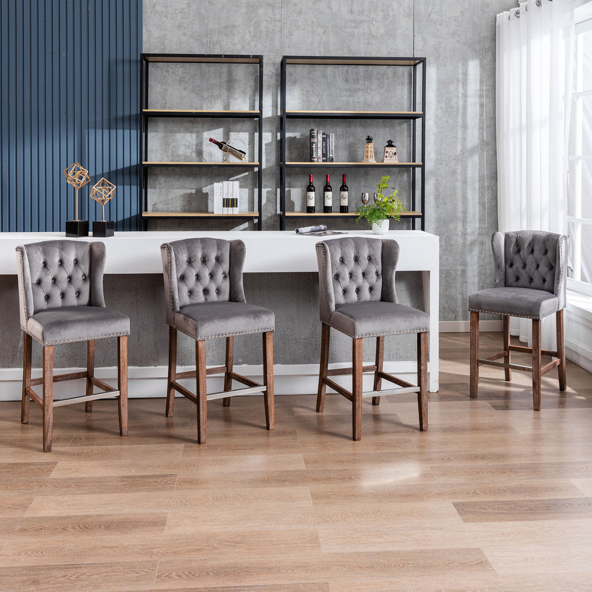 A&A Upholstered Bar Stools Set of 2