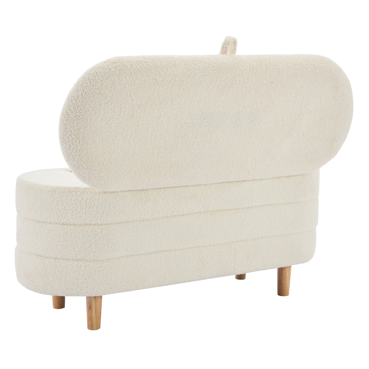 Sherpa Fabric Storage Ottoman Bench – White