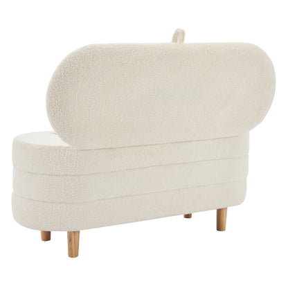 Sherpa Fabric Storage Ottoman Bench – White