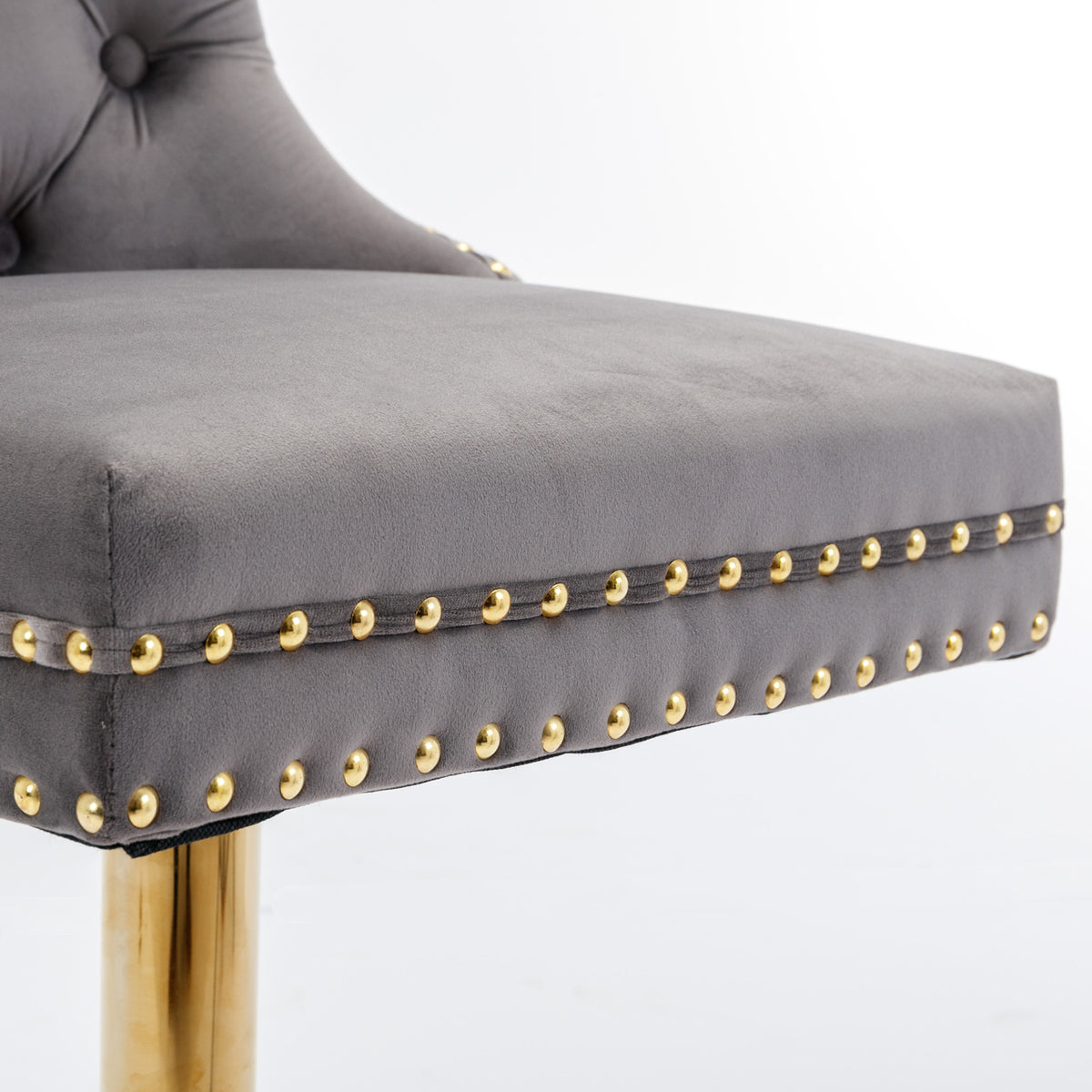 Adjustable Velvet Bar Stool Set of 2 Gray