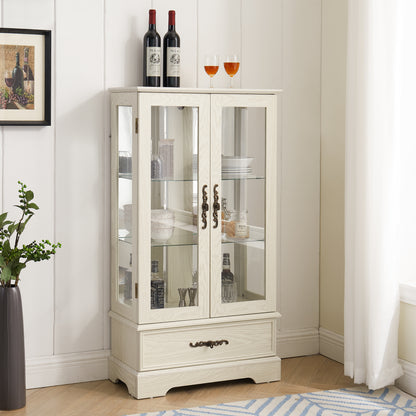 Oak Display Cabinet with LED Glass Doors