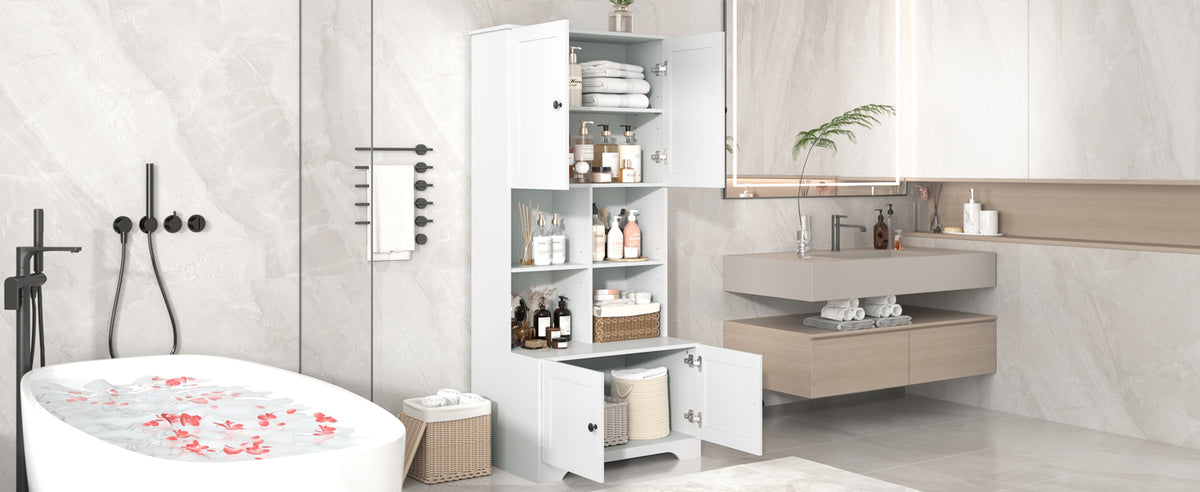 4-Door Bathroom Storage Cabinet White Finish