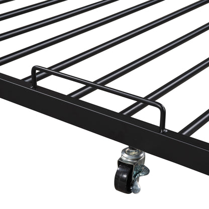 Queen Metal Platform Bed with USB Ports Black
