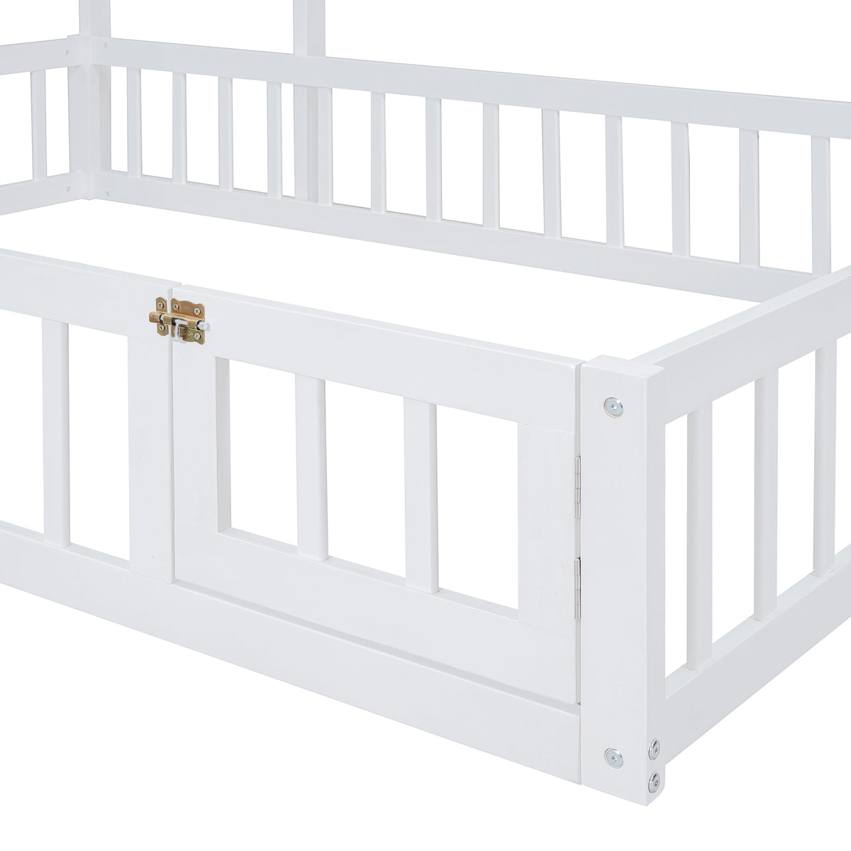 Full Platform Bed with Storage Rack White