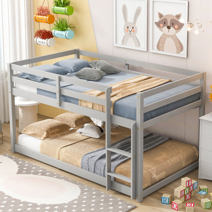 Twin Floor Bunk Bed Gray