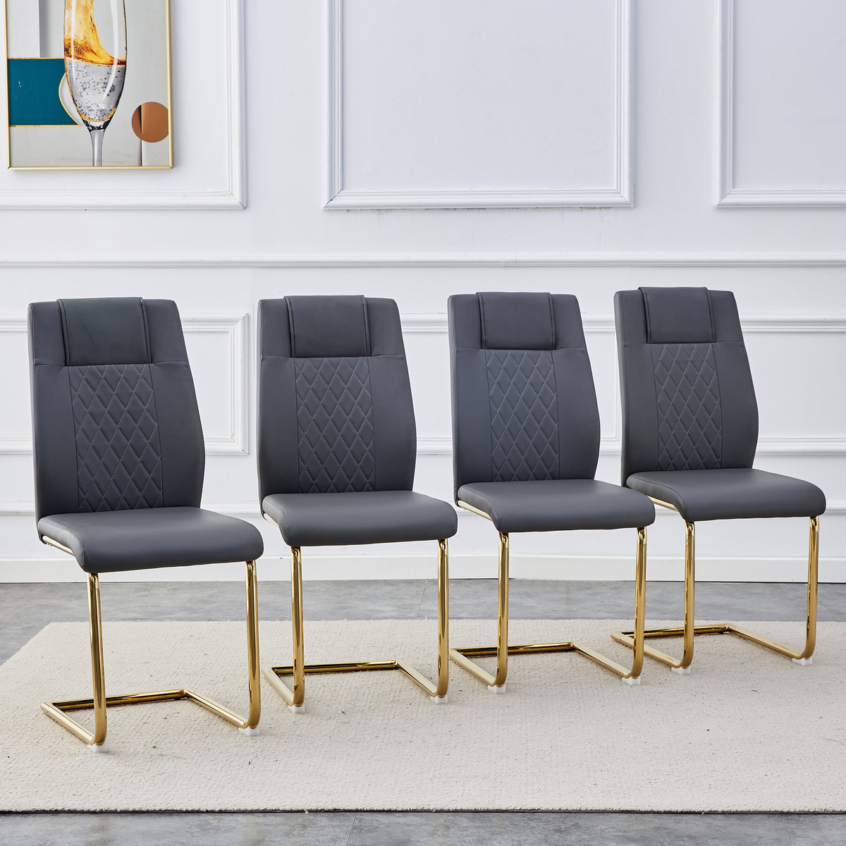 Faux Leather Dining Chairs Set of 4 Gray