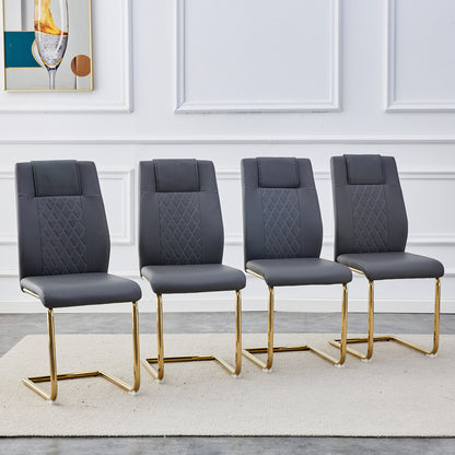 Faux Leather Dining Chairs Set of 4 Gray