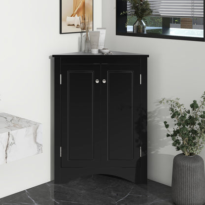 Black Corner Bathroom Cabinet with Shelves