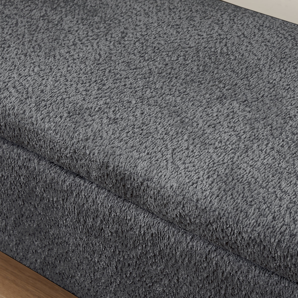 Oval Fabric Storage Ottoman – Dark Grey
