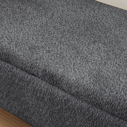 Oval Fabric Storage Ottoman – Dark Grey