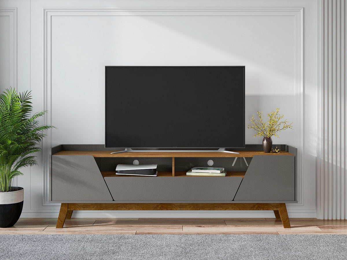 Malmo Modern 70.8" TV Stand with 2 Drawers - Grey/Brown
