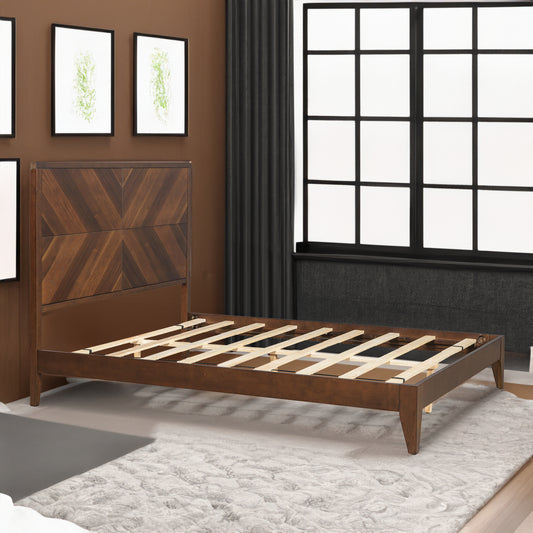 Mid-Century Platform Bed Walnut Queen