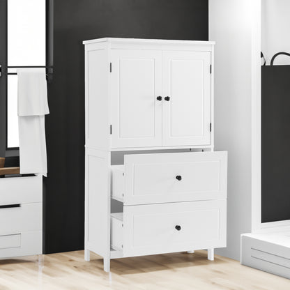 White Bathroom Storage Cabinet with Drawers
