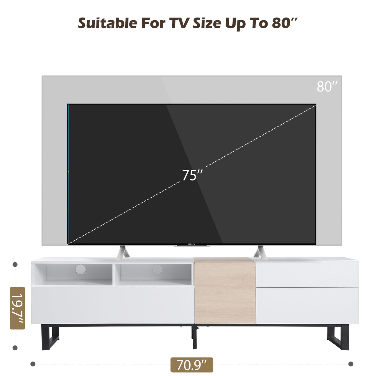 Modern Double Storage TV Stand – 80”