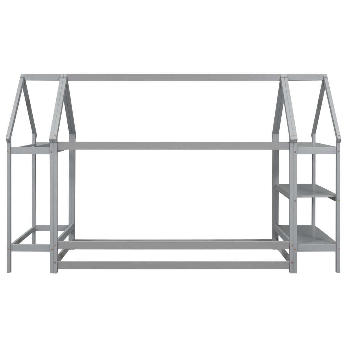 House Frame Platform Bed with Storage Gray