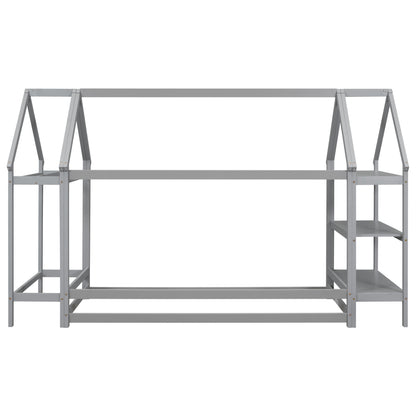 House Frame Platform Bed with Storage Gray