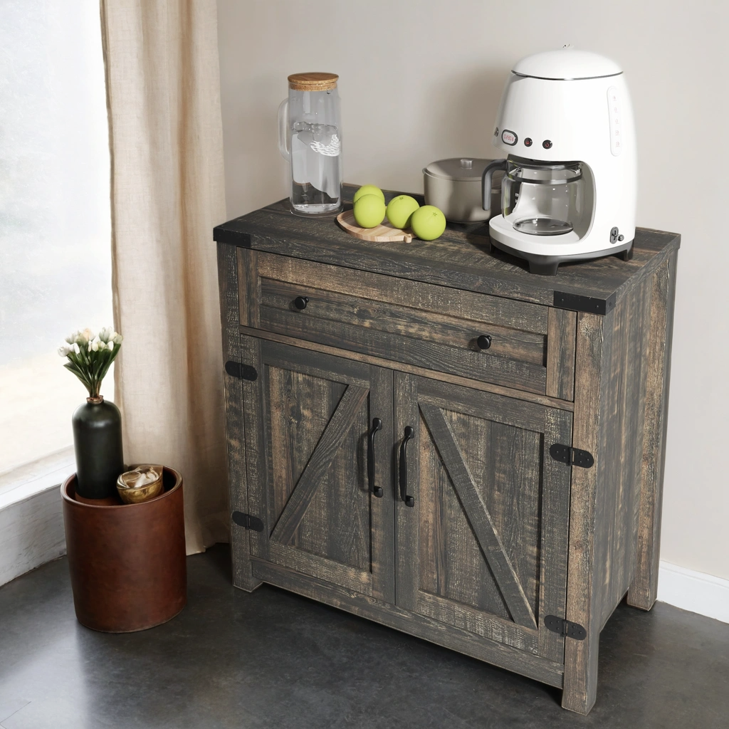 Farmhouse Accent Cabinet Black Pine
