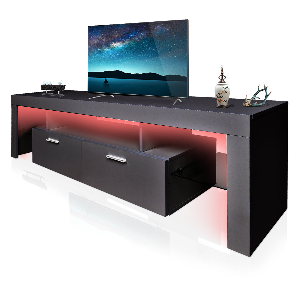 LED TV Stand with Storage White