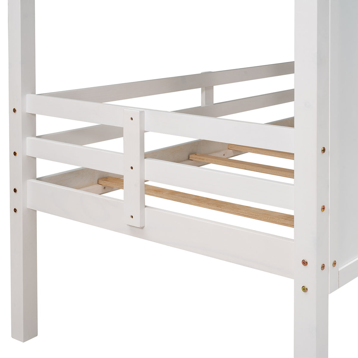 Low Loft Twin Bed with Windows White